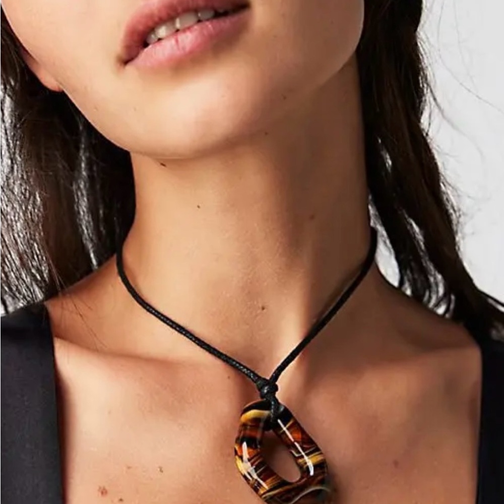 Free People Black and Brown Pendant Necklace